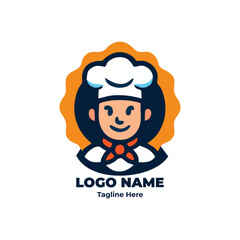 Chef logo, food service, kitchen team, cooking art, cartoon chef for restaurant mascot illustration, culinary brand vector, professional identity