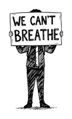 protester holding we can't breathe sign illustration