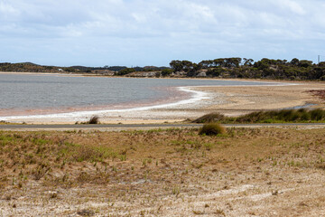 The salt fringed shores of Government House Lake (a saline lake) on Rottnest Island, (Wadjemup)...