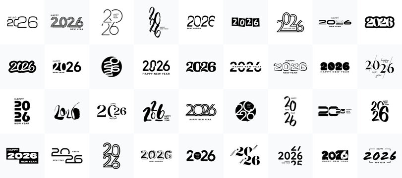 2026 New Year set, happy New Year 2026 number collection