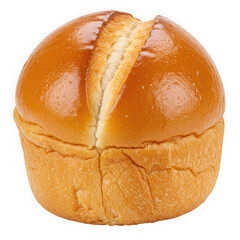 Fresh baked bread loaf close up on transparent background