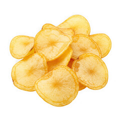 Pile of potato chips snack on transparent background
