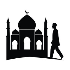 a man going to mosque silhouette
