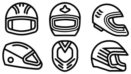 Motorcycle Helmet Icons Line Art Graphics for Design Projects