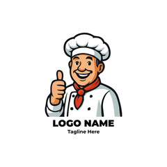 Professional cartoon chef logo with vector character for culinary branding restaurant business kitchen identity bakery illustration gourmet food icon concept