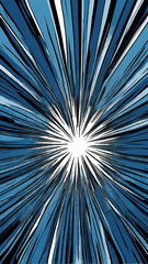 Obraz premium Blue Comic Style Radial Burst Background with Dots and Motion Lines