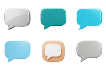 3D Speech Bubble Icons in Soft Colors – Messaging and Chat Symbol Set