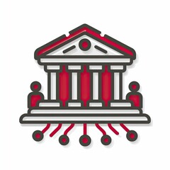 Conceptual Minimalist Bank Icon in a Modern Digital Environment for Financial Connectivity