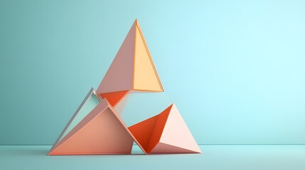 Abstract composition of geometric shapes in pastel colors.
