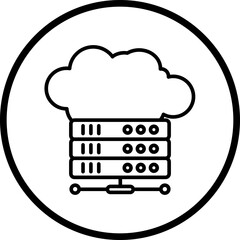 Cloud Server Line Icon Style