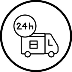  Hours Delivery Line Icon Style