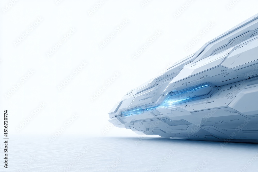 Wall mural render 3d gaming scene of isolated futuristic object on white background showcasing its intricate de