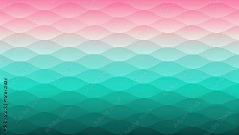 Poster Abstract Wavy Gradient Pattern Pink to Teal Color Transition Showing Smooth Undulating Shapes