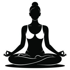 silhouette of a young woman meditating