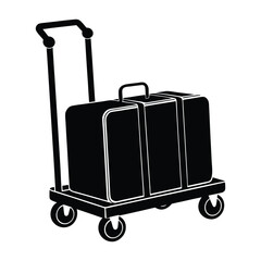 luggage trolley at station silhouette