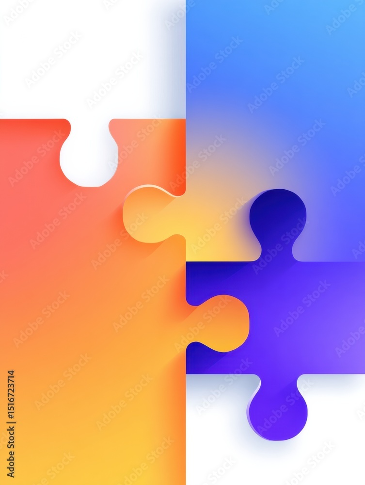 Aufkleber Mismatched Puzzle Pieces in a Clean UI Layout Creating Visual Contrast and Highlighting Design Elements