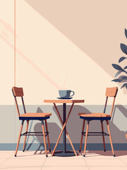 Minimalist Café Table with Coffee Cup