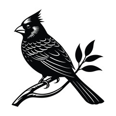 Cardinal bird on branch icon Silhouette