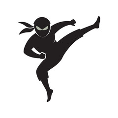Ninja Performing High Kick Action Silhouette