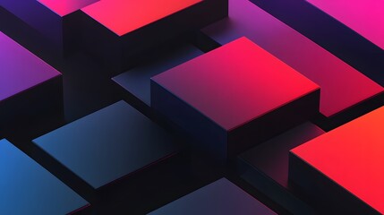 Abstract geometric design of overlapping cubes in vibrant colors.