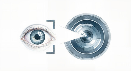 Naklejka premium Human eye scanning into digital interface in futuristic concept art