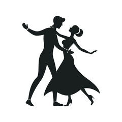 Couple Dancing In Romantic Evening Silhouette