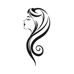 Elegant woman silhouette, female profile vector, beauty salon logo, lady face outline, stylish girl head design
