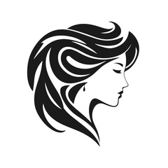 Elegant woman silhouette, female profile vector, beauty salon logo, lady face outline, stylish girl head design
