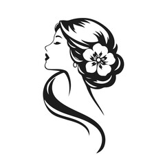 Elegant woman silhouette, female profile vector, beauty salon logo, lady face outline, stylish girl head design