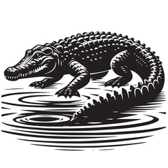 Crocodile high quality black vector