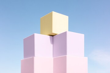 Minimalist geometric cubes against clear blue sky