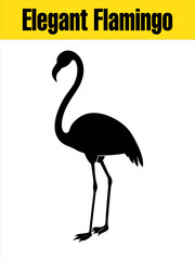 Elegant Flamingo Silhouette Standing on One Leg