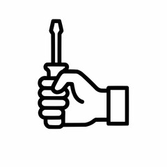 Outlined hand holding screwdriver — DIY spirit.