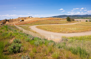 A hill being excavated for a new construction home development in Liberty Lake, a suburb of Spokane, Washington State, USA.