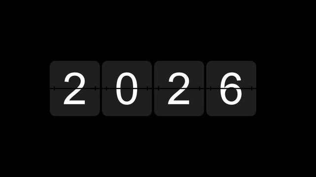 Flip black scoreboard 2026. 3D render. New year concept. Merry Christmas and a happy New Year.