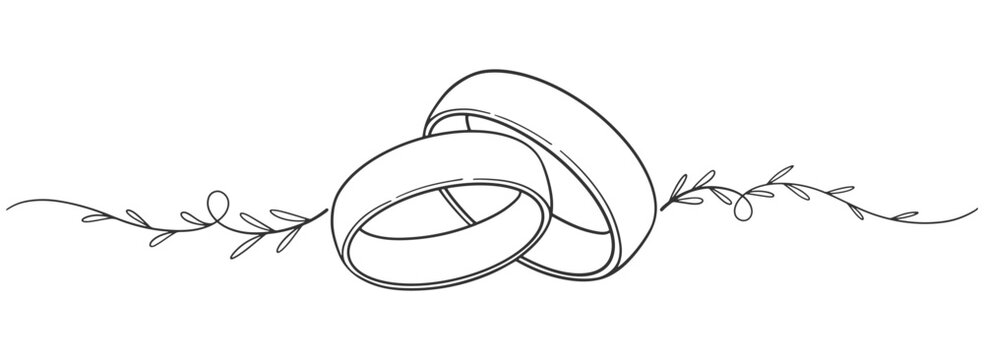 Wedding ring line art vector illustration