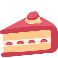 vector illustration of a slice strawberry cake