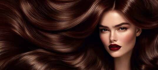Obraz premium Portrait of young beautiful woman with elegant make-up and perfect hairstyle.A captivating beauty portrait of a flawless model, an editorial fashion shoot. Generative AI.