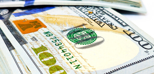 100 dollars close up. US currency, American dollar
