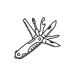 Multi-tool with various attachments and knife concept of vector icon  