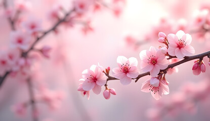 Obraz premium The Enchanting Bloom of Pink Cherry Blossoms in the Heart of Spring