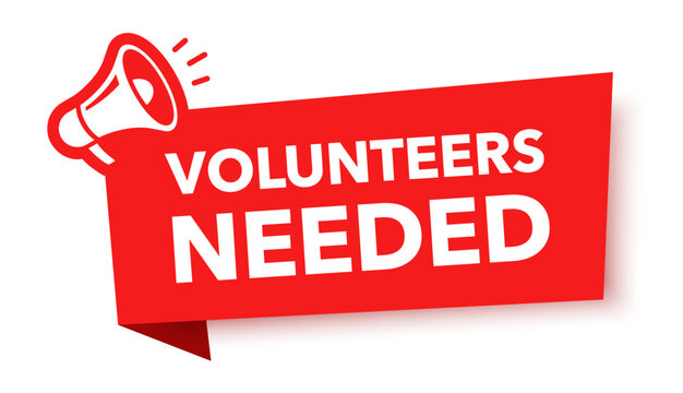 Megaphone with volunteers needed speech bubble. Loudspeaker. Banner for business, marketing and advertising. Vector illustration.