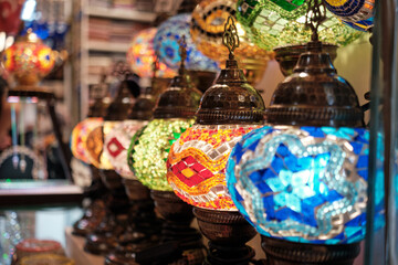 Turkish lamps in the bazaar