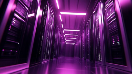 Futuristic server room hallway