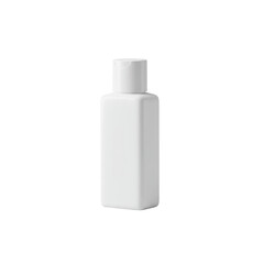 Travel-size conditioner bottle with clear contours and no shadows, 3/4 view, ultra realistic, isolated on a clean transparent background, product advertising concept