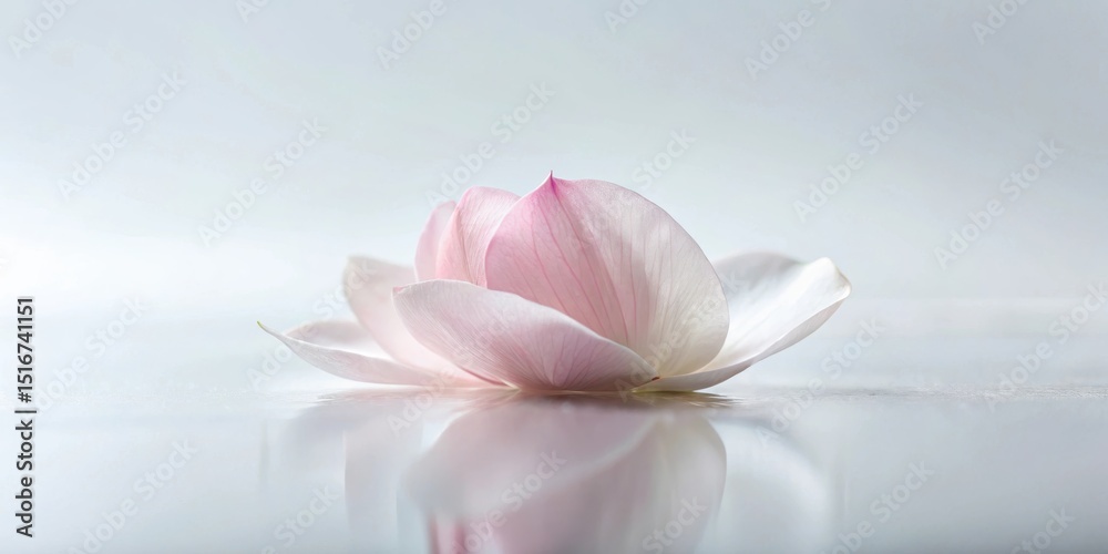 Aufkleber a delicate pink blossom floats serenely on a smooth, reflective surface, its petals exhibiting subtl