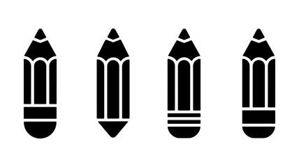 Pencil Quartet: A simple yet impactful silhouette image of four different pencils, perfect for creative design and educational materials.