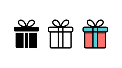 Gift Boxes Icon Set: An array of meticulously crafted gift box icons, showcasing distinct styles and colors, perfect for festive and celebratory designs.