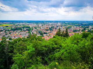 View from above from the medieval town of Marostica, Veneto, Italy