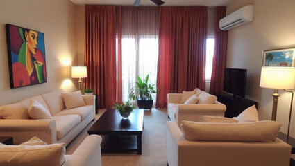 modern living room with fireplace